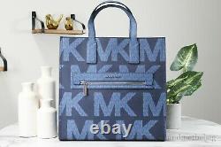 Michael Kors Kenly Graphic Dark Chambray North South Tote Large Handbag Purse