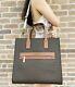 Michael Kors Kenly Large North South Tote Leather Brown Mk Signature Luggage