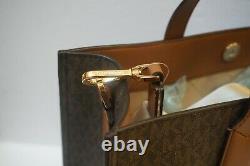 Michael Kors Kenly Large Ns Tote Satchel Bag Pvc Leather Mk Brown Luggage
