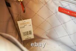 Michael Kors Kenly Large Ns Tote Satchel Bag Pvc Leather Mk Brown Red(flame)