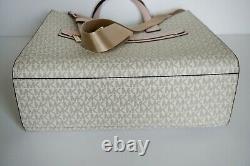 Michael Kors Kenly Large Ns Tote Satchel Bag Pvc Leather Mk White Pink