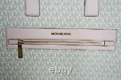Michael Kors Kenly Large Ns Tote Satchel Bag Pvc Leather Mk White Pink