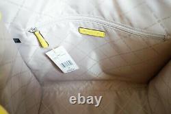 Michael Kors Kenly Large Ns Tote Satchel Bag Pvc Leather Mk White Yellow