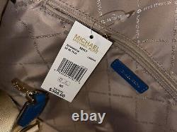 Michael Kors Kenly Large Ns Tote Shoulder Bag Satchel Brown Logo Blue Leather