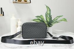Michael Kors Kenly Large Signature PVC Pocket Crossbody Bag Zip Handbag Black