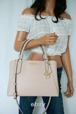 Michael Kors Kimberly Large Satchel Shoulder Pebbled Leather Bag Pink Blossom