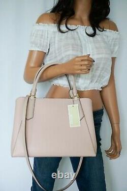 Michael Kors Kimberly Large Satchel Shoulder Pebbled Leather Bag Pink Blossom