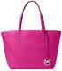 Michael Kors Large Izzy Fuchsia & Silver Leather Tote / Shoulder Bag Nwt