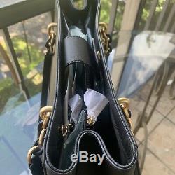 Michael Kors Large Leather Shoulder Tote Handbag Purse Black Bag + Bifold Wallet
