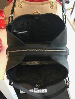 Michael Kors Leighton Large Shoulder Tote Leather Bag Black