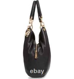 Michael Kors Lillie Black Leather Gold Chain Large Tote Shoulder Bag? Nwt