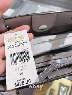 Michael Kors MK Jet Set Travel Large Commuter Tote Laptop Bag Bright White Grey