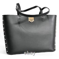 Michael Kors Manhattan Large Leather Tote Carryall Studded Bag Black