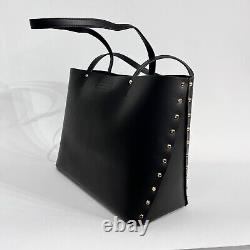 Michael Kors Manhattan Large Leather Tote Carryall Studded Bag Black