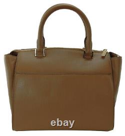 Michael Kors Medium Handbag Brown Leather Top Zip Hudson Satchel Top Handle Bag