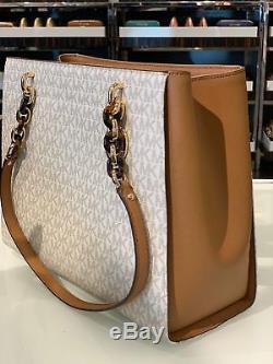 Michael Kors Medium Large Shoulder Tote Vanilla Gold Bag Handbag + Zip Wallet MK