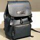 Michael Kors Men Large Xl Leather Travel Shoulder School Backpack Bag Blue