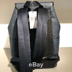 Michael Kors Men Large XL Leather Travel Shoulder School Backpack Bag Blue