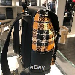 Michael Kors Mens Cooper PVC Leather Backpack Rucksack Bookbag Marigold Black