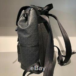 Michael Kors Mens Large XL Leather Travel Shoulder School Backpack Bag Black New