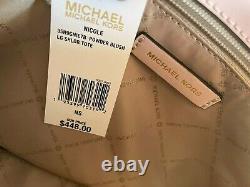Michael Kors Nicole Large Shoulder Tote Bag Mk Signature Brown Pink Blush $448