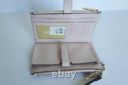 Michael Kors Nicole Lg Tote Bag + Double Zip Wristlet Mk Brown Pink Blush
