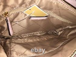 Michael Kors Nicole Triple Compartment Small Crossbody Bag Vanilla Pink Signatur