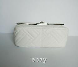 Michael Kors Peyton Large Shoulder Flap Vegan Faux Leather Bag White/silver