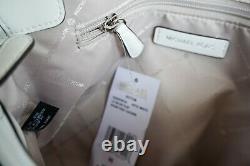 Michael Kors Peyton Large Shoulder Flap Vegan Faux Leather Bag White/silver
