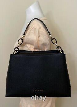 Michael Kors Portia Black Saffiano Large Leather Shoulder Crossbody Bag