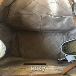 Michael Kors Pvc Leather Large Backpack Mk Signature Brown + Double Zip Wallet