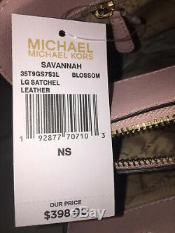 Michael Kors Savannah Large Satchel Bag Blossom Pink Leather + Wallet Set $586