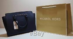 Michael Kors Selma Large Leather Saffiano -price tag, care card, QR code dust bag