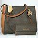 Michael Kors Sofia Mk Signature Large Chain Tote Purse Brown & Trifold Wallet