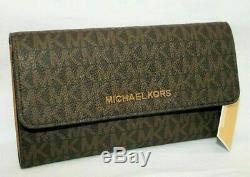 Michael Kors Sofia MK Signature Large Chain Tote Purse Brown & Trifold Wallet