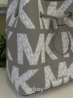 Michael Kors Suri Large Backpack Shoulder Bag Graphic Logo Grey White Signature