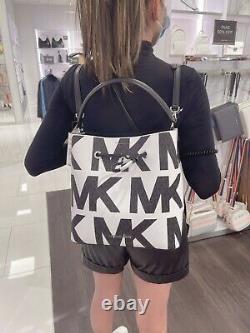 Michael Kors Suri Large Backpack Shoulder Signature Bag Graphic Logo Black White
