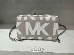 Michael Kors Suri Large Graphic Logo Bucket Convertible Backpack MK Grey White