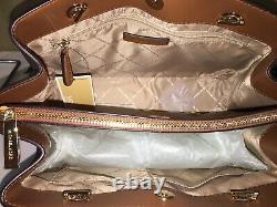 Michael Kors Teagen Large Satchel Shoulder Bag Mk Brown Signature Gold $448