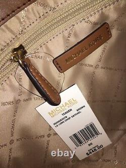 Michael Kors Teagen Large Satchel Shoulder Bag Mk Brown Signature Gold $448