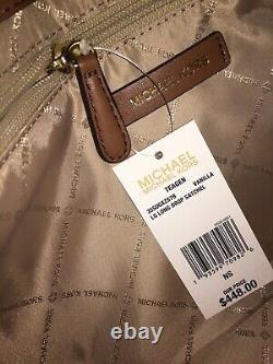 Michael Kors Teagen Large Satchel Shoulder Bag Mk Vanilla Signature Gold $448