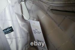 Michael Kors Teagen Long Drop Leather Chain Satchel Shoulder Bag Pearl Grey
