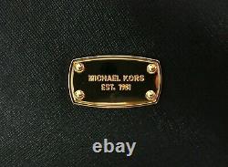 Michael Kors Tote Bag Black Large Saffiano Leather Gold Tone Logo Travel Shopper