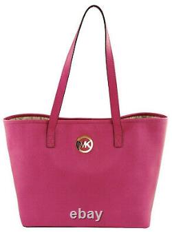 Michael Kors Tote Bag Pink Large Fuchsia Saffiano Leather Shopper Travel Handbag