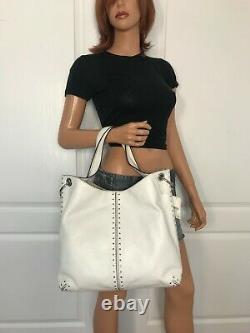 Michael Kors Vintage Astor Large Leather Chain Tote Handbag Bag Purse White