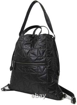 Michael Kors Winnie Large Quilted Nylon Black Convertible Drawstring Backpack FS