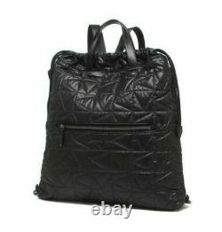 Michael Kors Winnie Large Quilted Nylon Black Convertible Drawstring Backpack FS