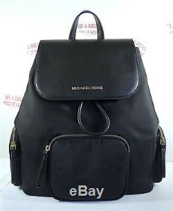 Michael Kors Women Abbey Large Flap Cargo Pocket MK Jacquard PVC Backpack Purse