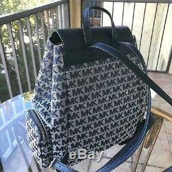 Michael Kors Women Lady Girls Large Jacquard Leather Backpack Shoulder + Wallet