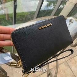 Michael Kors Women Large Leather Shoulder Tote Handbag Purse Black Bag + Wallet